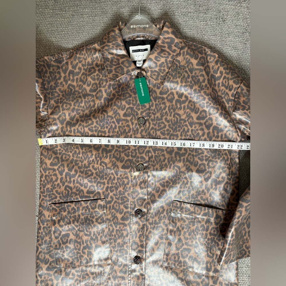 Noisy May Leopard Shiny Canvas Long Coat – Size Small (NWT) - Picture 10 of 16
